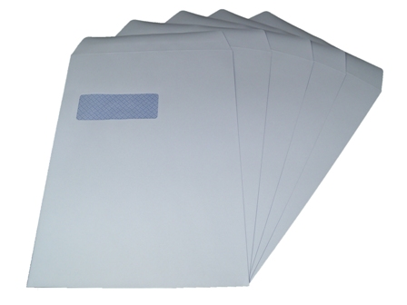 250 x C4/A4 White Window Self Seal Envelopes 324x229mm , 90gsm